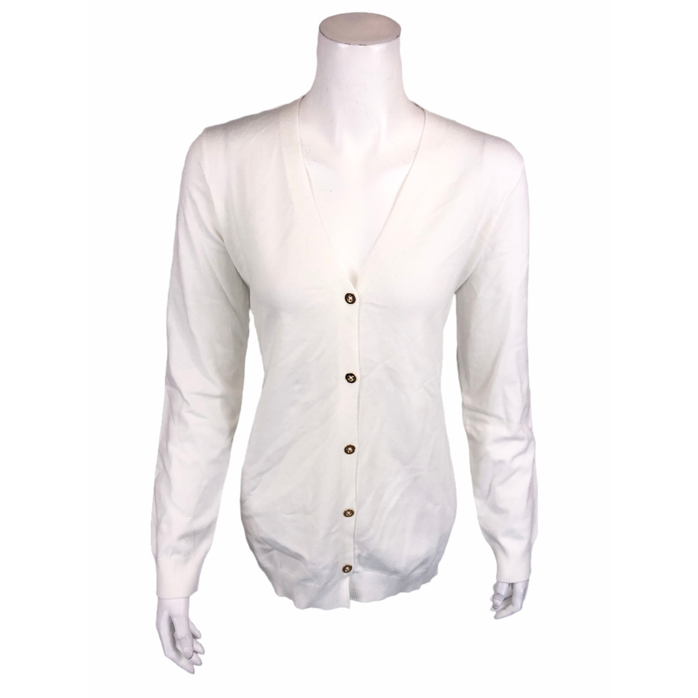 StyleList by Micaela Women's Classic Cardigan Top Solid Ivory Small Size